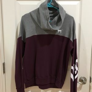 grey and burgundy PINK hoodie